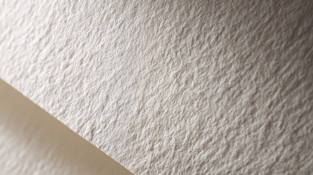 84.High-resolution close-up of white paper surface with subtle grain and fine fibers visible, soft natural lighting creating gentle shadows, realistic texture ideal for background or mockup use,
