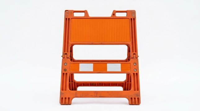 Orange Construction Barrier Isolated on White Background.