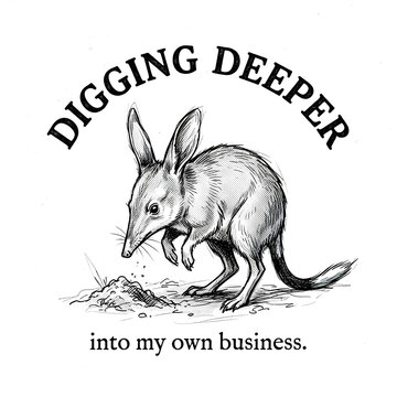 Digging Deeper Into My Own Business Bilby Funny Illustration