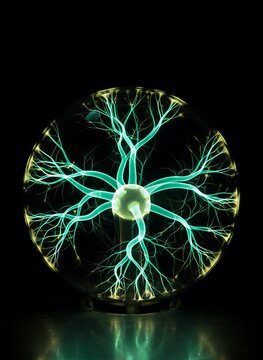 Glowing Plasma Ball with Electric Discharges.