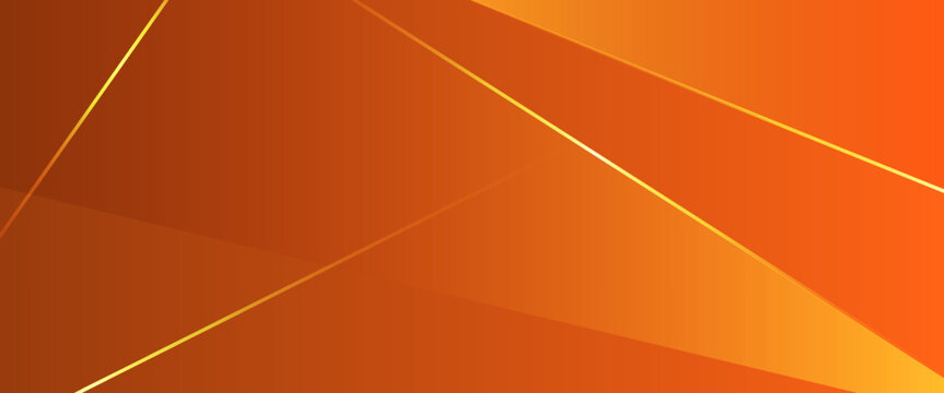 Luxury abstract orange background with golden lines, geometric polygon shapes, and copper gradient texture for modern banner or presentation