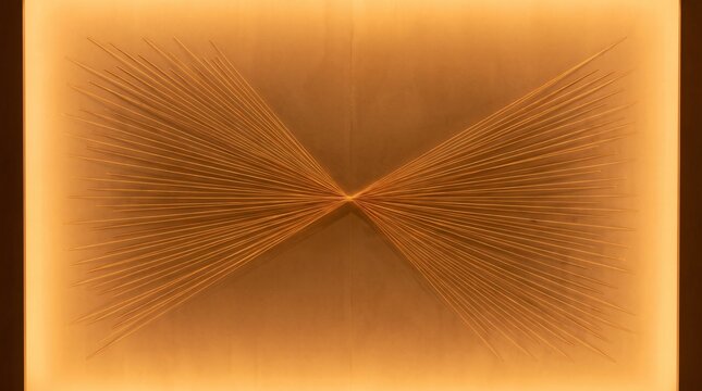 Abstract String Art - Golden Glow: Intricate golden threads form a dynamic abstract pattern, radiating from a central point with a warm, luminous glow, evoking a sense of energy and connection.
