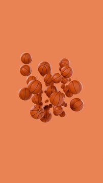 3d basketballs popping up on an orange background
