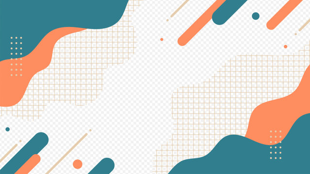 Abstract Wavy Background with Teal Orange Shapes and Grid