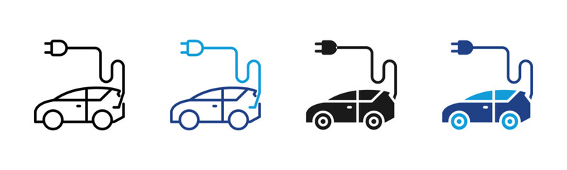 Naklejka premium Electric Vehicle Charging Web icon with multiple style collection