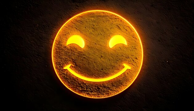 Glowing Smiley Face in Space Background.