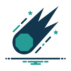 Falling Comet Icon with Sparkling Stars and Trailing Tail for Space Astronomy © MDSULTANUL