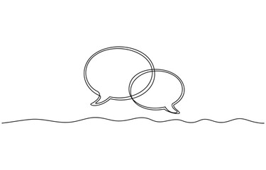 Obraz premium Speech bubbles continuous one line drawing, Empty speech bubbles minimalist linear black sketch vector illustration, Speech bubble.