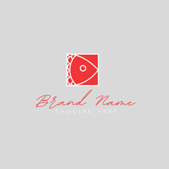 Modern minimalist red fish logo template for seafood restaurant or fishing brand © novan
