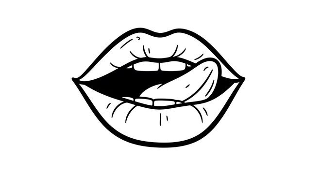 Monochrome Craving: Bold Lines of a Teasing Tongue and Lips