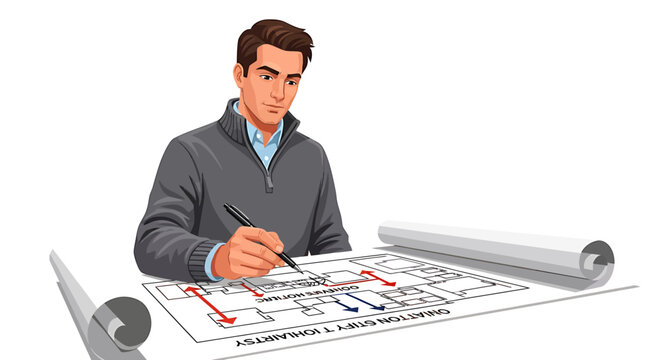 Male Retail Operations Manager Sketching Holiday Traffic Layout