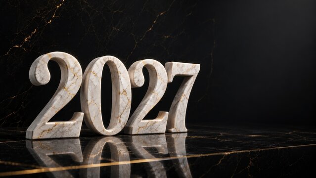 2027 new year numbers on dark luxury background