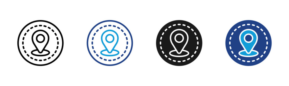 Geofence Location Web icon with multiple style collection