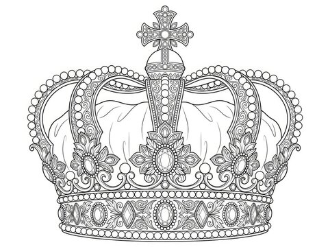 A detailed, ornate crown illustration. The crown features a central cross emblem, surrounded by intricate floral and geometric patterns.