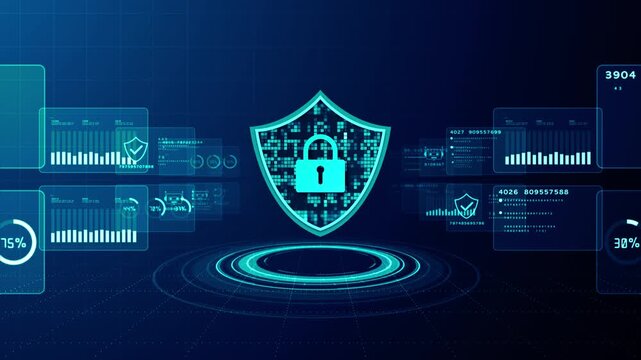 Futuristic Digital Cyber Security Shield Protecting Network Infrastructure And Sensitive Data With Advanced Technology Interface And Secure Information System, Cyber Security Background Concept