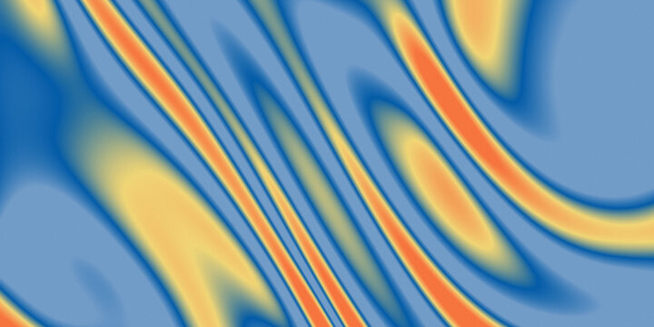 Abstract digital tech wave background with fluid orange and blue gradient curves