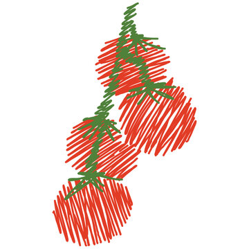 Set of hand drawn tomatoes, scibble style, embroidery style, stitched illustration, drawing doodle vector illustration. For product, food packaging, grocery, menus, branding social media, pattern