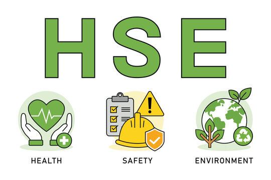 HSE concept ,Health Safety Environment acronym, vector design