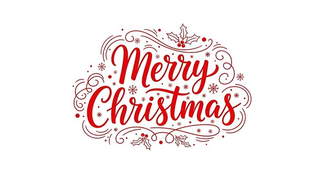Whimsical Red Calligraphy: Merry Christmas Joy