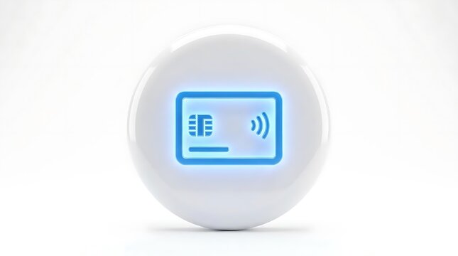 Contactless payment icon on white circular button.