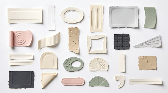 A luxurious mega set of twenty four textured abstract ceramic and plaster shapes