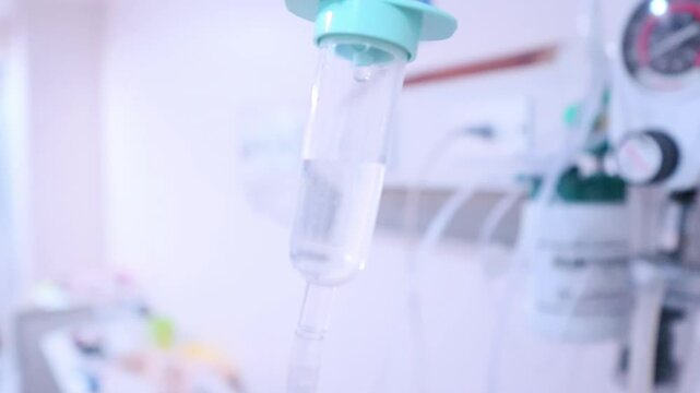 Blurring and unfocus. Medical infusion in a hospital room.