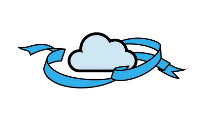 Fototapeta premium A fluffy white cloud encircled by a flowing blue ribbon, symbolizing weather, freedom, and a gentle breeze