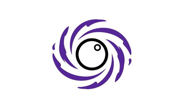 Abstract Purple Swirl Vortex Icon Featuring A Central Circular Eye Symbol For Creative Digital Branding And Graphic Design Concepts