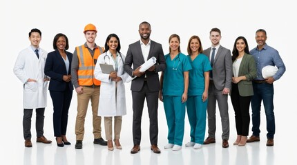Obraz premium Multi-ethnic professionals from different industries standing together in a group.