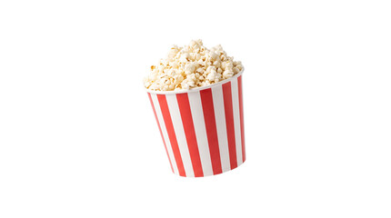 Popcorn in Red and White Striped Bucket, Isolated Element Cutout on Transparent PNG No Background for Movie Night Design © creativestock