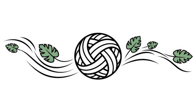 Sepak Takraw Ball Vector Illustration with Tropical Floral Leaves Banner Design