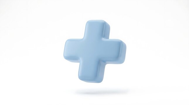 Glossy blue 3D plus sign symbol