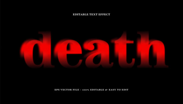 Dark red blur motion horror death editable text effect vector template