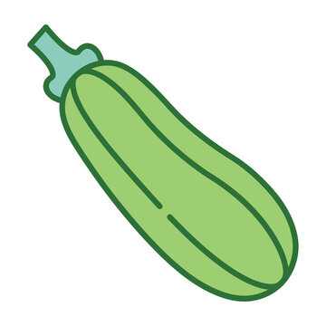 Fresh Green Zucchini Vegetable Isolated Icon Simple Flat Style Food Ingredient