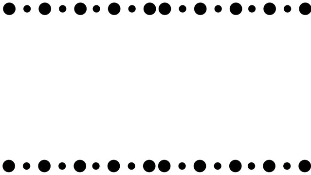 Minimalist black polka dot border, geometric dotted line frame, simple monochrome pattern for web design and stationery