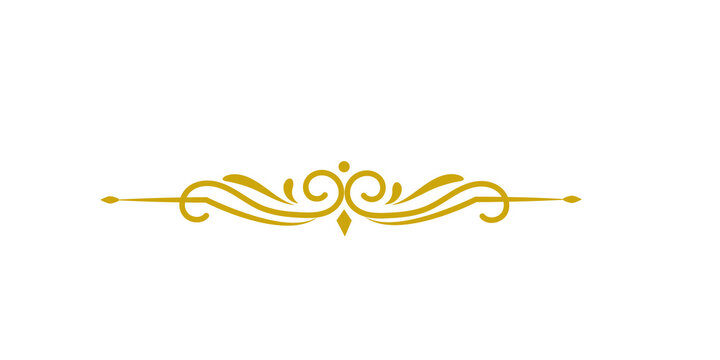 Golden ornamental text divider isolated on transparent background