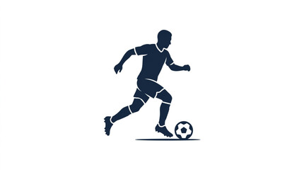 Fototapeta premium Soccer player silhouette running with ball.
