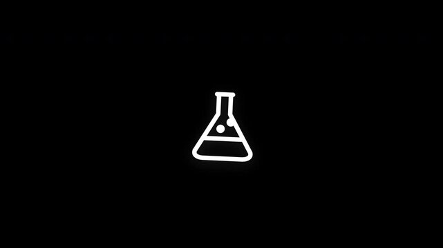 Premium laboratory flask line icon animation with smooth reveal and seamless loop. Ideal for science, chemistry, research, laboratory, and education projects.