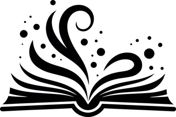 Fototapeta premium book open book with swirling magic and decorative elements vector line
