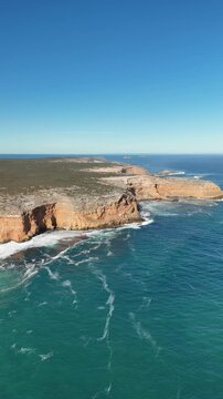 Ethel Beach, Dhilba Guuranda-Innes National Park, South Australia &ndash; 4K aerial drone footage of sandy beach, dramatic limestone cliffs, turquoise ocean and rugged Yorke Peninsula coastline