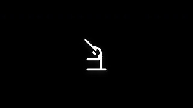 Premium microscope line icon animation with smooth reveal and seamless loop. Ideal for science, research, laboratory, education, and innovation projects.