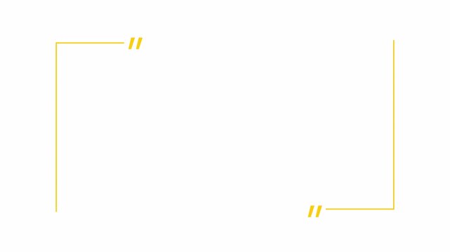 Quote Frame Corner Border Animation on Transparent Background for Typography, Text Presentation, Testimonial, Motion Graphics in 4K. Quotation Mark Frame Line Drawing Animation with Alpha Channel