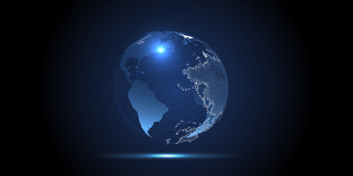 Global network connection. World map point and line composition concept of global business.