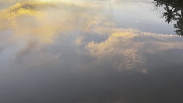 Golden Sunset Reflection in Calm Water