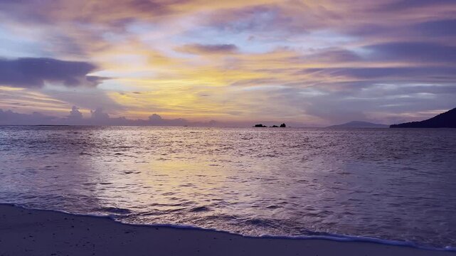 Beautiful Golden Sunset Over Tropical Beach