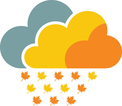 Stylized clouds raining autumn leaves hello autumn cozy vibes