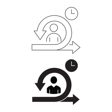 Agile process line and glyph icon set with arrow clock and person symbol vector.Editable stroke, Vector illustration, Line art Icon, Symbols.