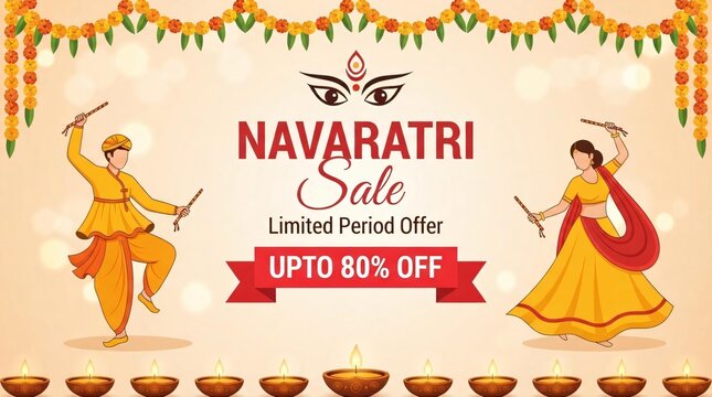 Vector illustration of Happy Navratri Sale banner template
