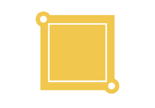 Elegant Gold Square Label Frame with Circular Corner Details PNG Transparent Background