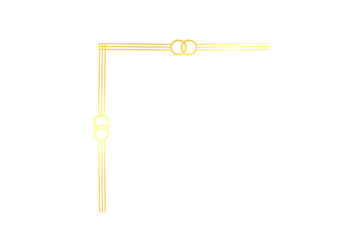 Elegant Gold Double Circle Corner Accent with Triple Line Border PNG Transparent Background